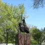 King Jagiello Monument, a bronze equestrian statue on a tall pedestal in Central Park